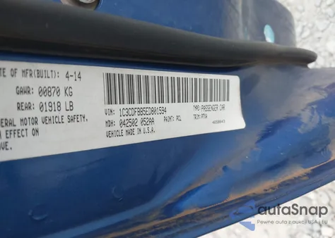 2014 Dodge Dart Sxt z USA, uszkodzony, nr VIN 1C3CDFBB5ED801594